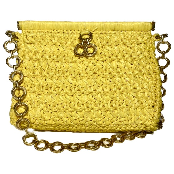 Jordan Marsh Handbags - Vintage JORDAN MARSH yellow raffia handbag